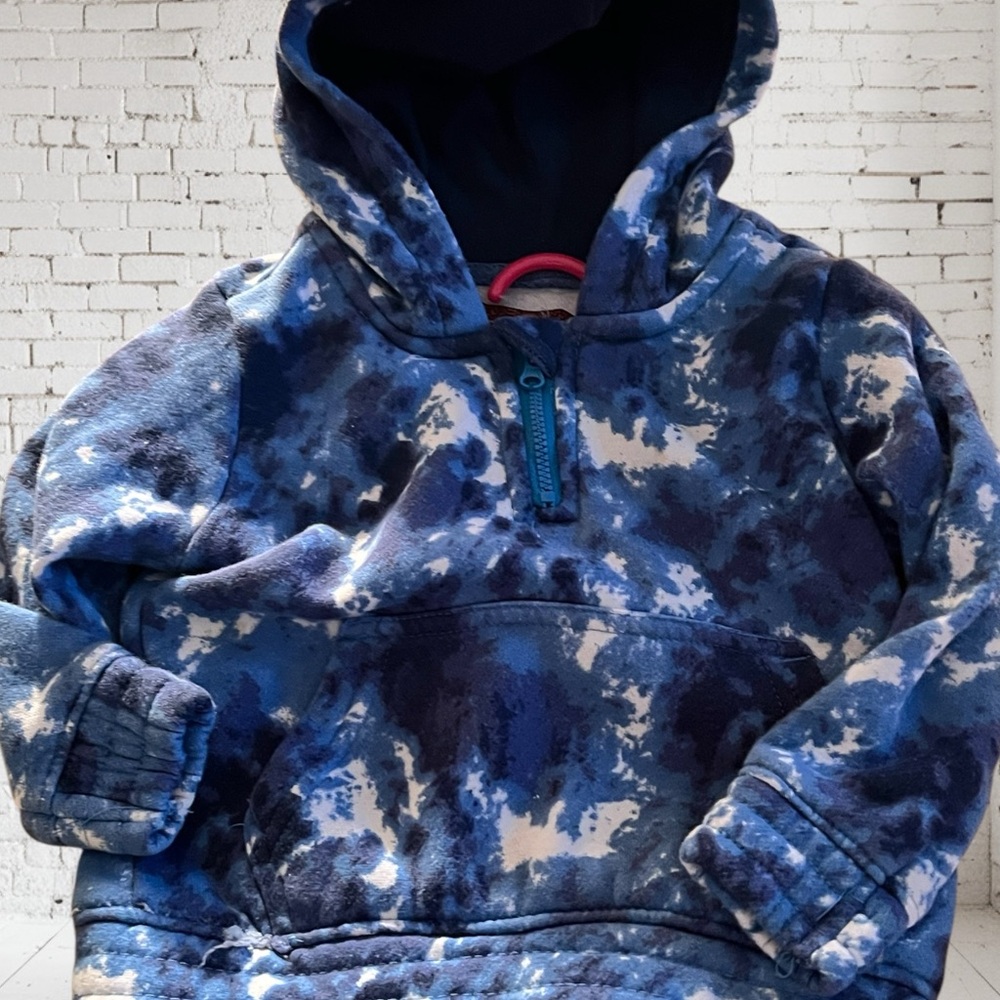 Blue and White Tie-Dye Pullover Jacket